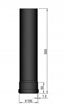 Rauchrohr, Durchmesser Ø 100 mm, Länge 500 mm