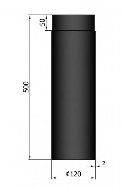 rauchrohr-laenge-500-mm-durchmesser-120-mm-schwarz-seitenansicht