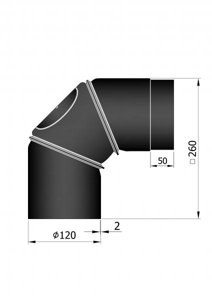 Bogen-Durchmesser-120-mm-0-90-grad-verstellbar-3-teilig-mit-tuer-260-mm-mal-260-mm-schwarz-seitenansicht