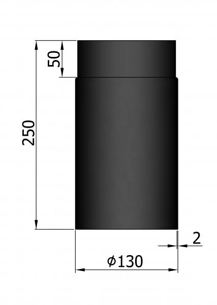 rauchrohr-laenge-250-mm-durchmesser-130-mm-schwarz-seitenansicht